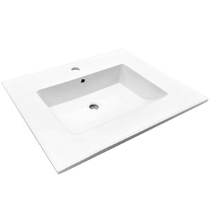 Comptoir-lavabo monobloc en céramique blanche 16,3 po DROP Bath and Kitchen sans trop-plein