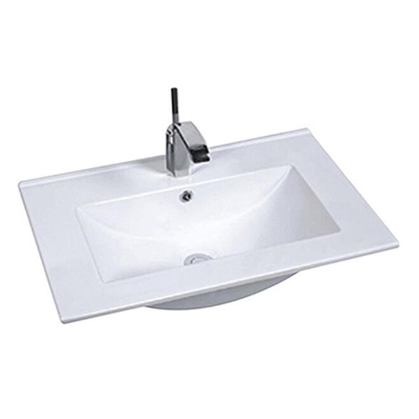 Comptoir-lavabo monobloc en céramique blanche 20,2 po DROP Bath and Kitchen sans trop-plein