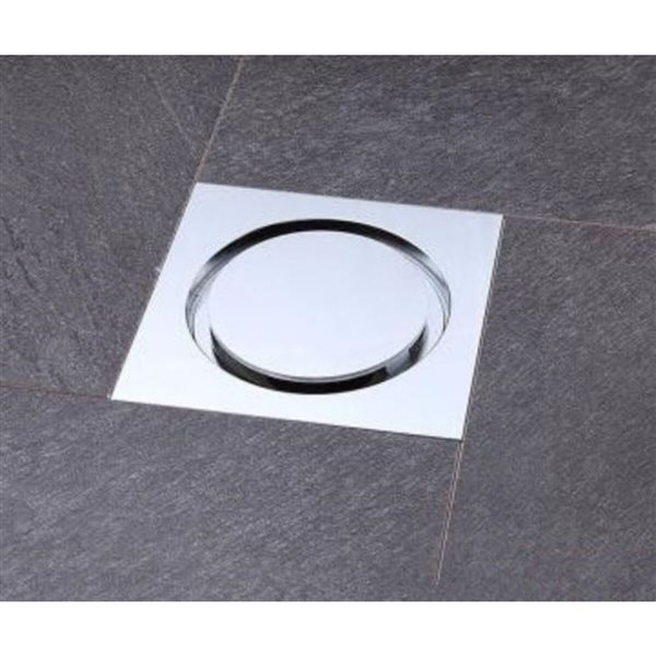 Drain de douche en métal chromé de la gamme Invisible de DROP Bath and Kitchen 5,9 po