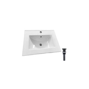 Drop Bath And Kitchen 24.2-in Rectangle White Ceramic Single Sink Bathroom Vanity Top