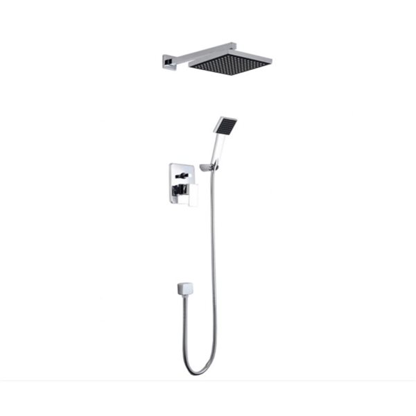 DROP Bath and Kitchen Square Hand Shower Wall Mount Shower Set in Chrome Colour