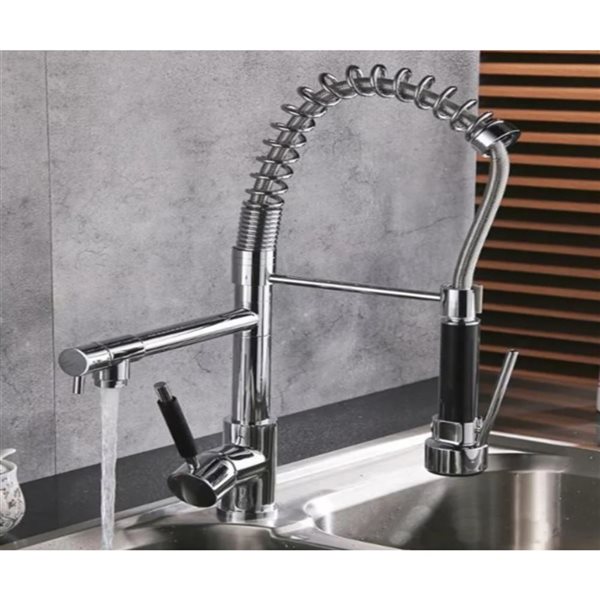 Drop Bath And Kitchen Chrome 2-Handle Pull-down Handshower Commercial/Residential Single-Unit Kitchen Faucet