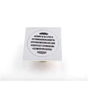 Drain de douche en métal chromé de la gamme Rayée de DROP Bath and Kitchen 3,9 po