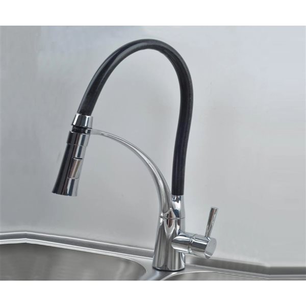 Drop Bath And Kitchen Black/Chrome 1-handle Pull-Out Handshower Commercial/Residential Single-Unit Kitchen Faucet