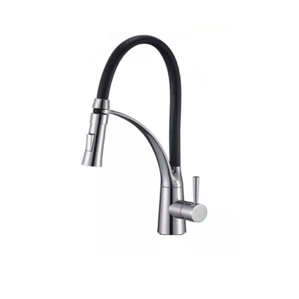 Drop Bath And Kitchen Black/Chrome 1-handle Pull-Out Handshower Commercial/Residential Single-Unit Kitchen Faucet