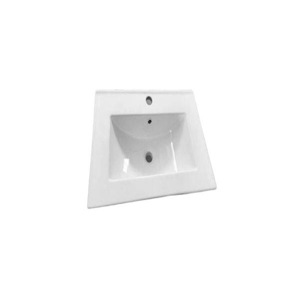 Comptoir-lavabo monobloc en céramique blanche 24,2 po DROP Bath and Kitchen avec trop-plein