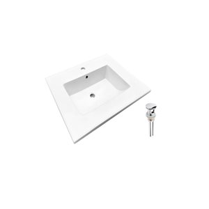 Drop Bath And Kitchen 16.3-in White Ceramic Single Sink Bathroom Vanity Top