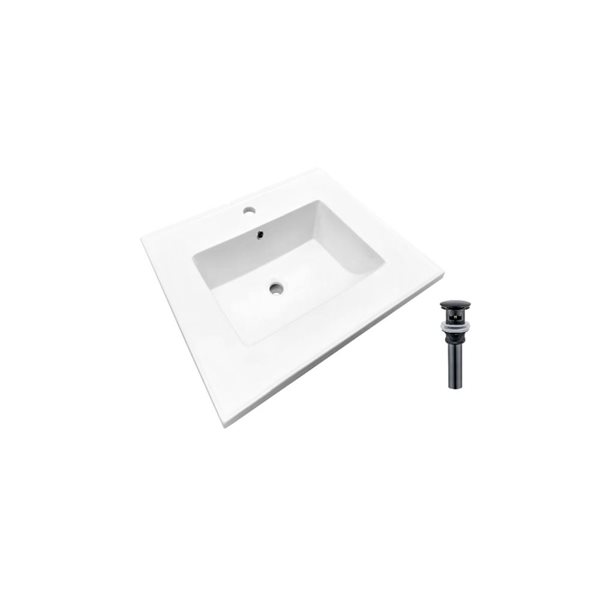 Drop Bath And Kitchen 16.3-in Rectangle White Ceramic Single Sink Bathroom Vanity Top