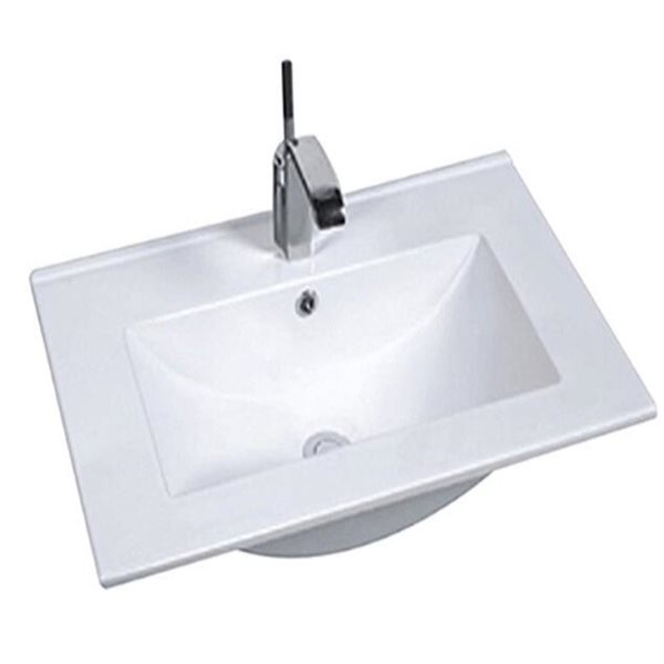 Comptoir-lavabo monobloc en céramique blanche 24,2 po DROP Bath and Kitchen sans trop-plein