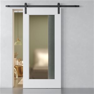 Urban Woodcraft Mano Barn Door with Hardware White Track and Hardware Included 40-in x 83-in