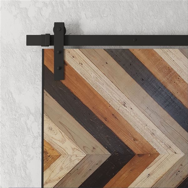 Urban Woodcraft Chevron Barn Door Cali Stained Track and Hardware Included 40-in x 83-in