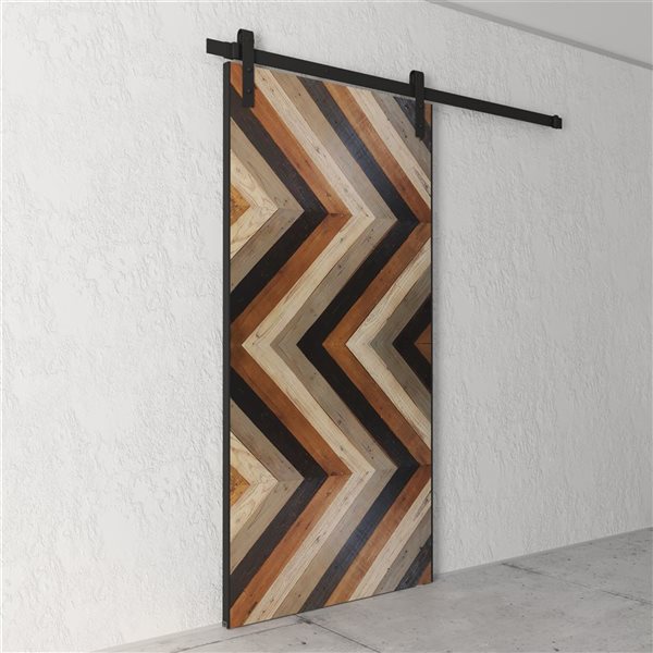 Urban Woodcraft Chevron Barn Door Cali Stained Track and Hardware Included 40-in x 83-in