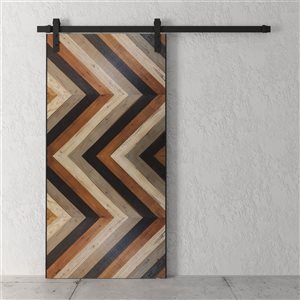 Urban Woodcraft Chevron Barn Door Cali Stained Track and Hardware Included 40-in x 83-in