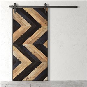 Urban Woodcraft Chevron Barn Door Northwest Stained White/Natural Track and Hardware Included 40-in x 83-in