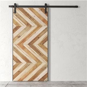 Urban Woodcraft Chevron Barn Door Oasis Stained White/Natural Track and Hardware Included 40-in x 83-in