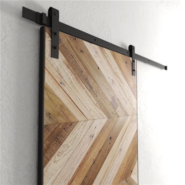 Urban Woodcraft Chevron Barn Door Scandi Stained White/Natural Track and Hardware Included 40-in x 83-in