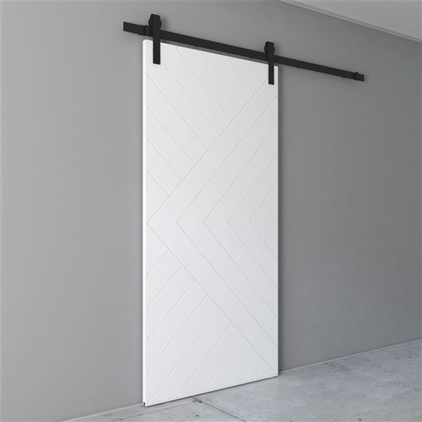 Urban Woodcraft Aces Barn Door White Track and Hardware Included 36-in x 96-in