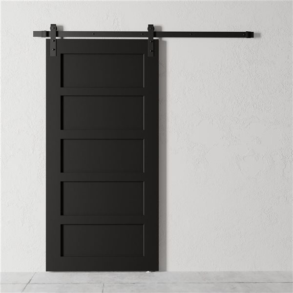 Suburb Barn Door with Hardware 5-Panel Track and Hardware Included Black 40-in x 83-in