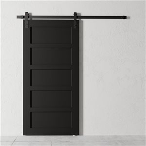 Suburb Barn Door with Hardware 5-Panel Track and Hardware Included Black 40-in x 83-in