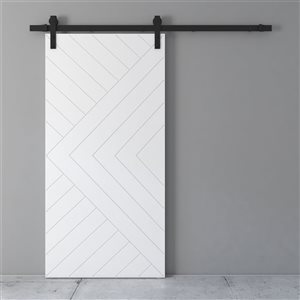 Urban Woodcraft Aces Barn Door White Track and Hardware Included 42-in x 96-in