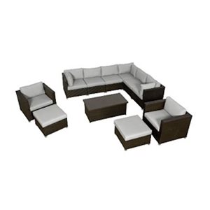 Ensemble de conversation brun 11 pièces Innesbrook de Think Patio pour le patio avec coussins gris