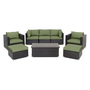 Think Patio Innesbrook 8-Piece Brown Outdoor Conversation Set with Green Cushions