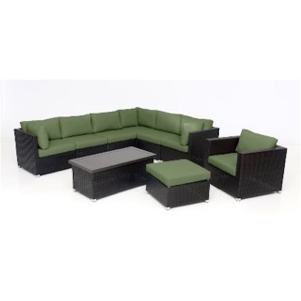 Think Patio Innesbrook 9-Piece Brown Patio Conversation Set with Green Cushions