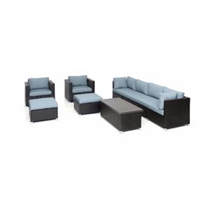 Think Patio Innesbrook 9-Piece Brown Outdoor Conversation Set with Grey Blue Cushions