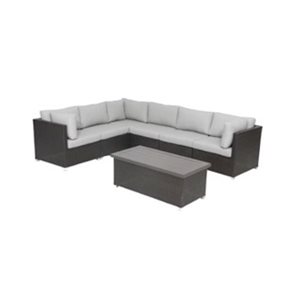 Sectionnel d'extérieur brun de 7 pièces Innesbrook par Think Patio avec coussins gris