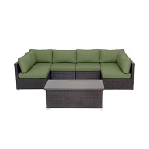 Think Patio Innesbrook 7-Piece Brown Patio Conversation Set with Green Cushions