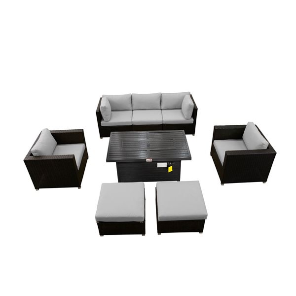 Ensemble de conversation brun 8 pièces Innesbrook de Think Patio pour le patio avec coussins gris