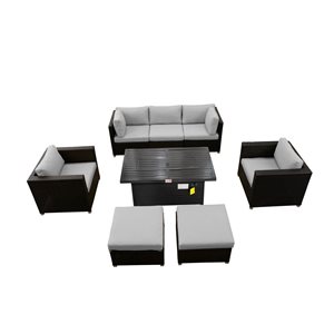 Ensemble de conversation brun 8 pièces Innesbrook de Think Patio pour le patio avec coussins gris