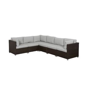 Think Patio Innesbrook 6-Piece Brown Outdoor Sectionnal with Grey Cushions