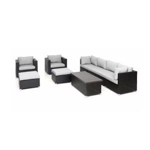 Ensemble de conversation d'extérieur brun 9 pièces Innesbrook de Think Patio avec coussins gris