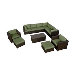 Ensemble de conversation brun 11 pièces Innesbrook de Think Patio pour le patio avec coussins verts