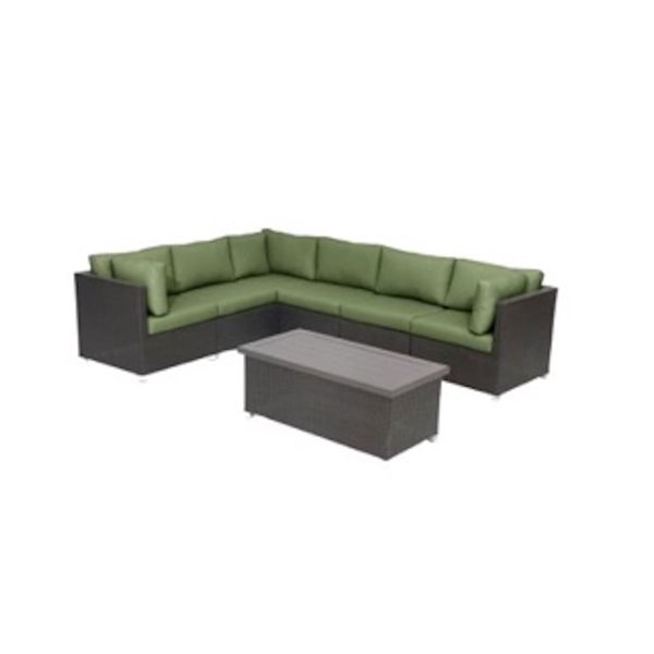 Think Patio Innesbrook 7-Piece Brown Outdoor Sectionnal with Green Cushions
