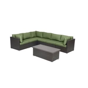 Think Patio Innesbrook 7-Piece Brown Outdoor Sectionnal with Green Cushions
