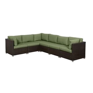 Think Patio Innesbrook 6-Piece Brown Outdoor Sectionnal with Green Cushions