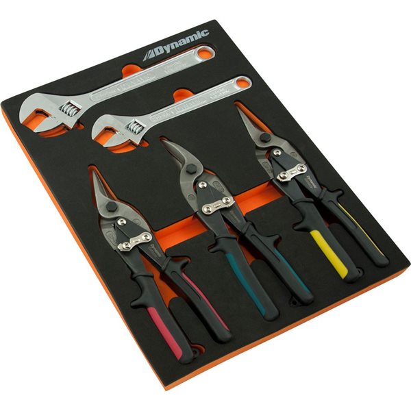 Dynamic Tools 6-Piece Aviation Snip & Adjustable Wrench Set With Tool  Organizer D096001-FT8T