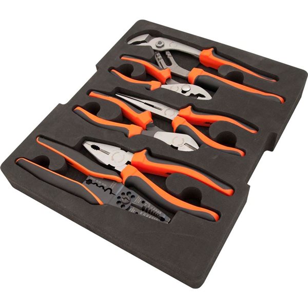 Dynamic Tools 7-Piece Pliers and Wire Stripper Set With Foam Tool Organizer D105105