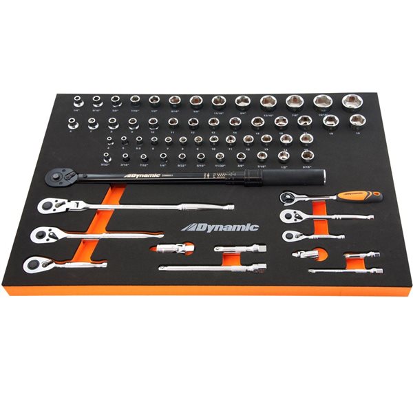Dynamic Tools 65-Piece 1/4-in, 3/8-in Drive Socket & Attachment and Torque Wrench Set