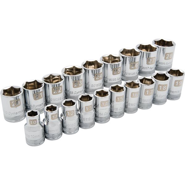 Dynamic Tools 19-piece Metric 1/2-in Drive 6-point Shallow Socket Set