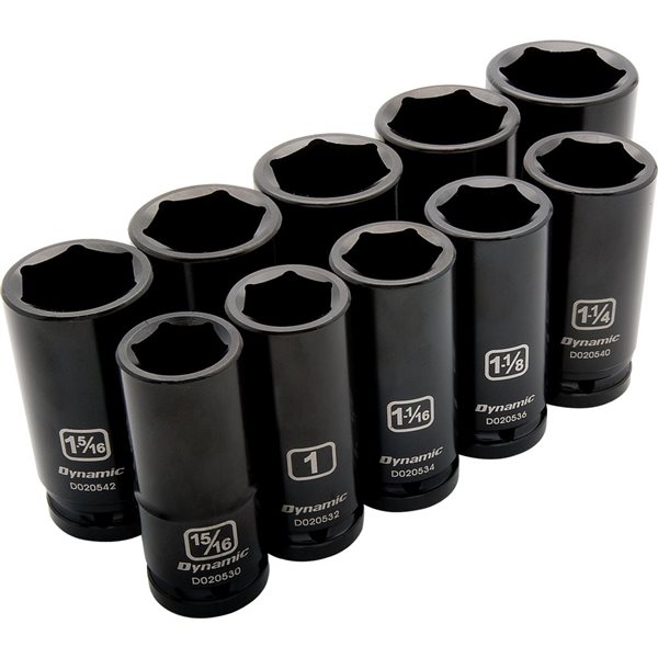 Dynamic Tools 10-piece SAE 3/4-in Drive 6-point Deep Socket Set