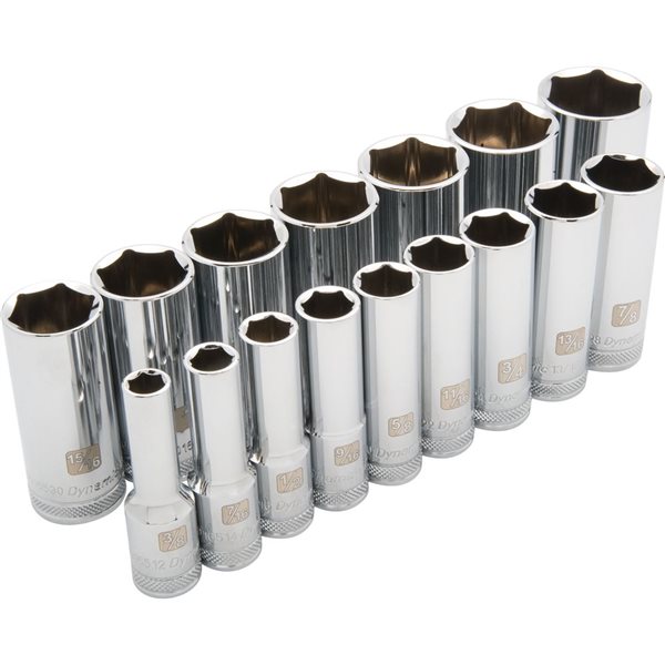 Dynamic Tools 16-piece SAE 1/2-in Drive 6-point Deep Socket Set D018001  RONA