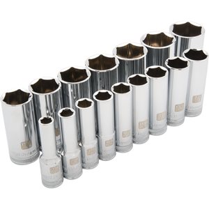 Dynamic Tools 16-piece SAE 1/2-in Drive 6-point Deep Socket Set