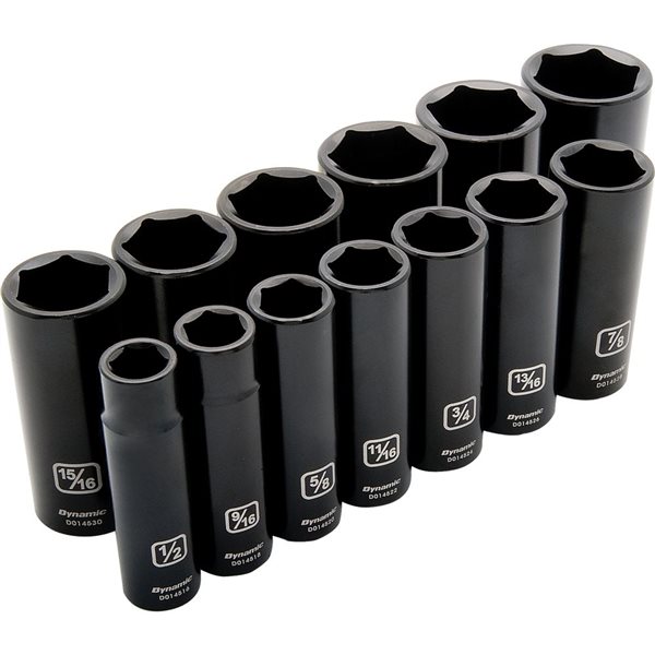 Dynamic Tools 13-piece SAE 1/2-in Drive 6-point Deep Socket Set