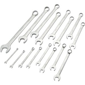 Dynamic Tools Satin Finish SAE Combination Wrenches - Set of 16