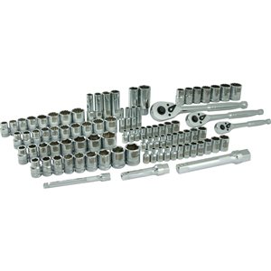 Dynamic Tools 89-piece SAE and Metric Combination 1/4-in to 1/2-in Drive Shallow/Deep Socket Set