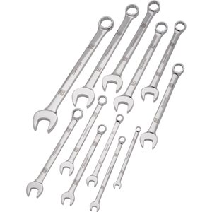 Dynamic Tools Mirror Finish SAE Combination Wrenches - Set of 12