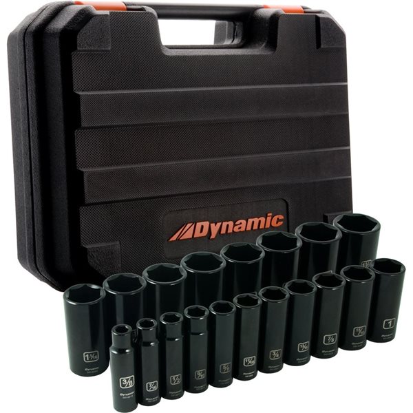 Dynamic Tools 19-piece SAE 1/2-in Drive 6-point Deep Socket Set